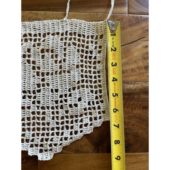 Rose Floral Handmade Crochet Grey Short Curtain Valance Panels 100% Cotton - Picture 7 of 8